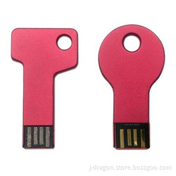 Metal Key USB Disks with 1 to 32GB Storage, Laser Engraving and Silkscreen Logo, Full-color Options